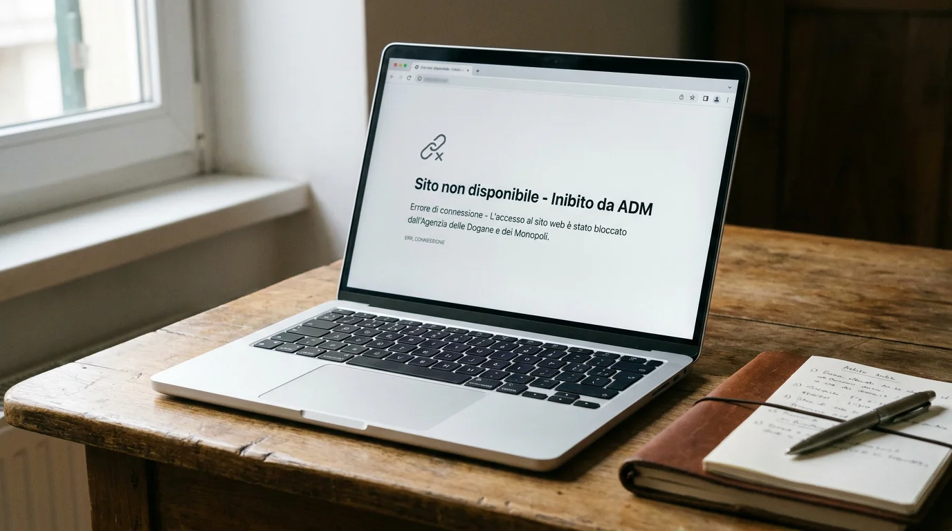 Schermata con notifica di sito non autorizzato bloccato dal provider in Italia