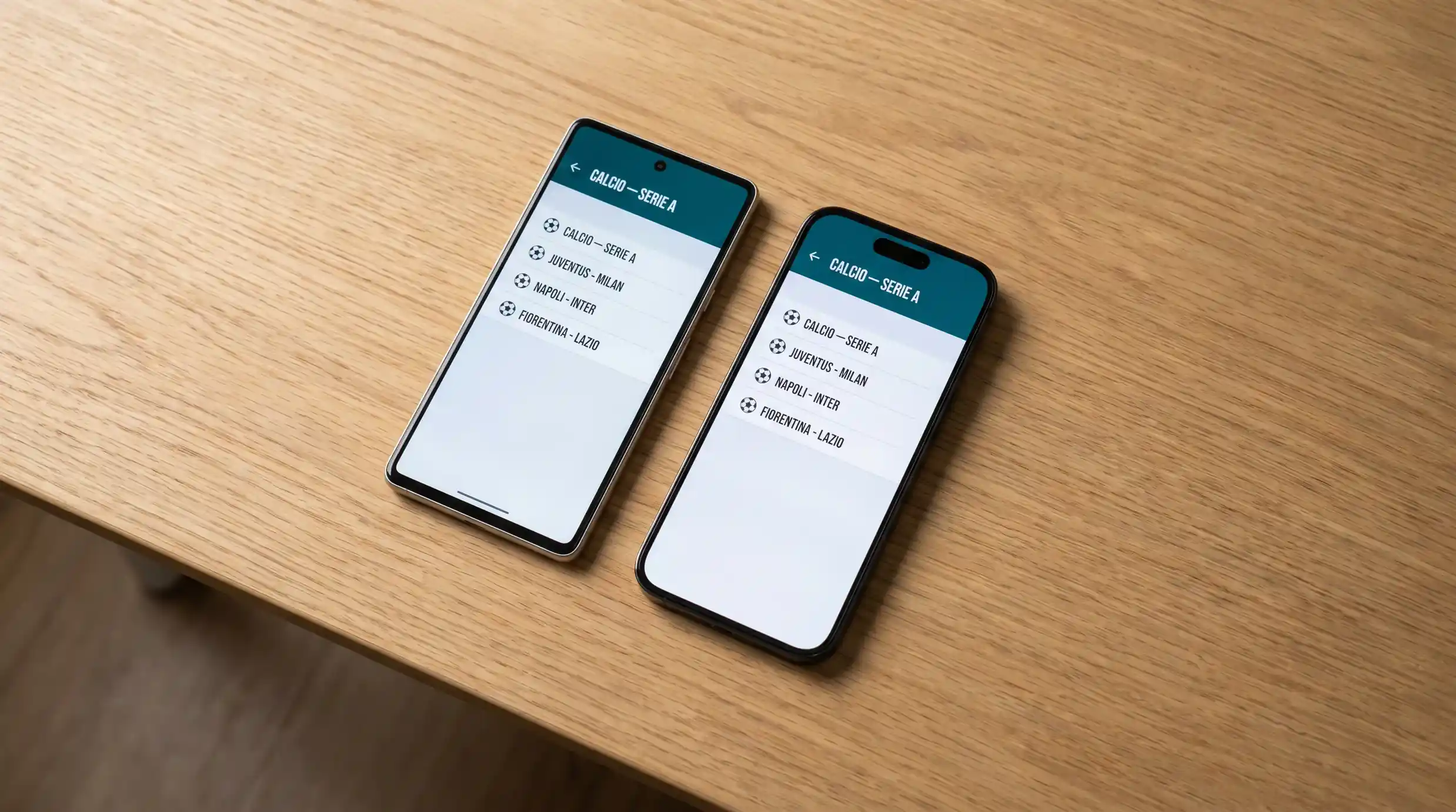 Smartphone Android e iPhone affiancati con le rispettive app di bookmaker italiani con licenza ADM