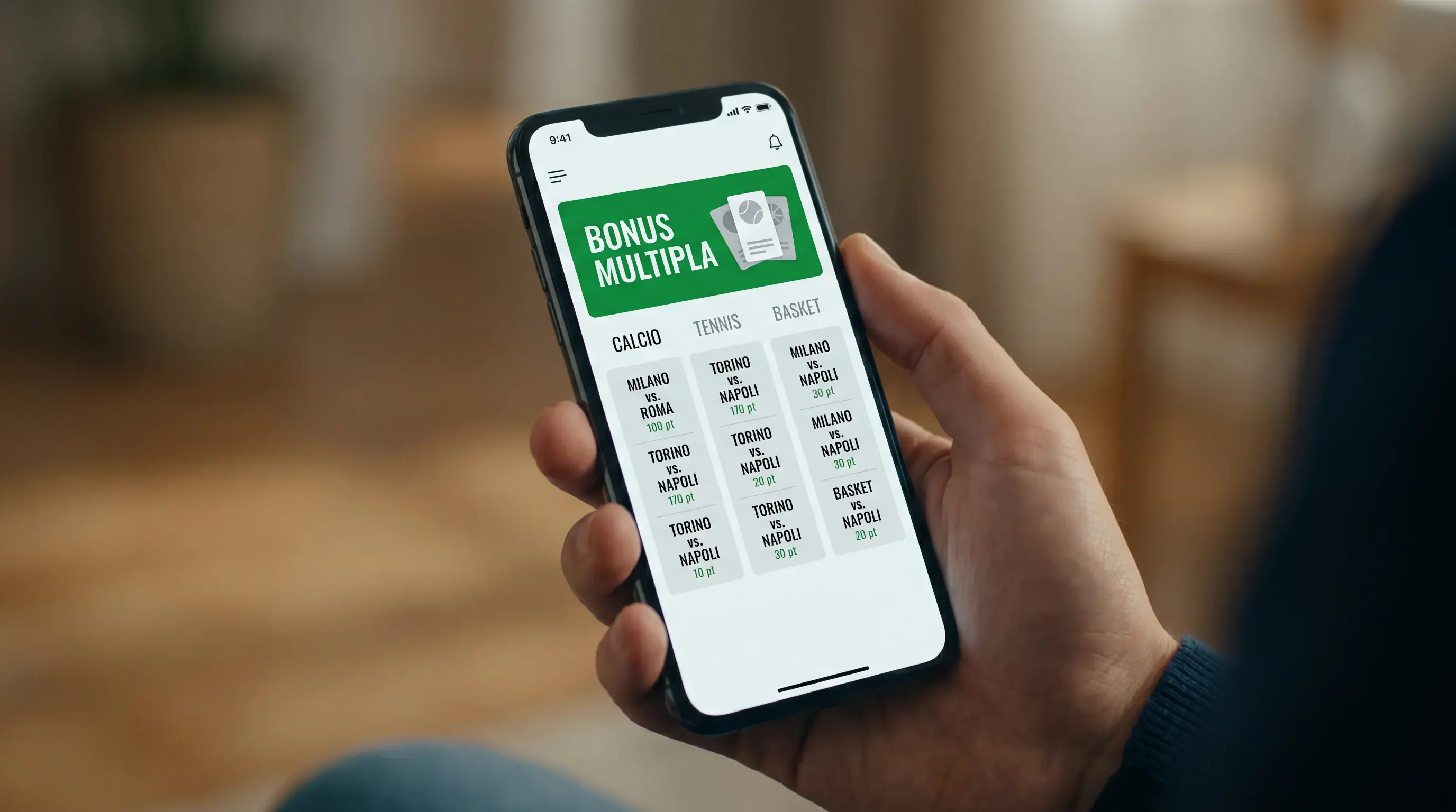 Banner promozionale di un bonus multipla in un'app di scommesse italiana