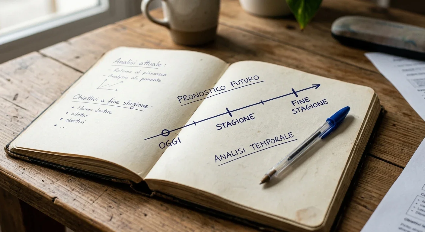 Diagramma di una linea temporale che evidenzia la natura a lungo termine dell'antepost