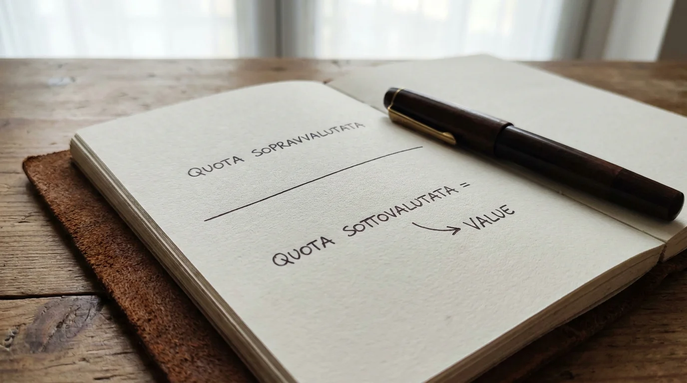 Diagramma di una linea che separa quote sovrastimate e quote sottostimate