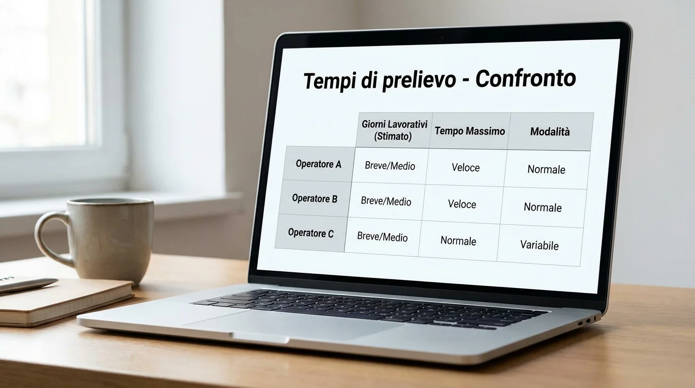Tabella di confronto sui tempi di prelievo dei principali bookmaker italiani