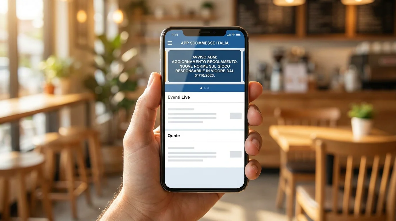 Smartphone con un'app di scommesse che mostra le novità della riforma ADM