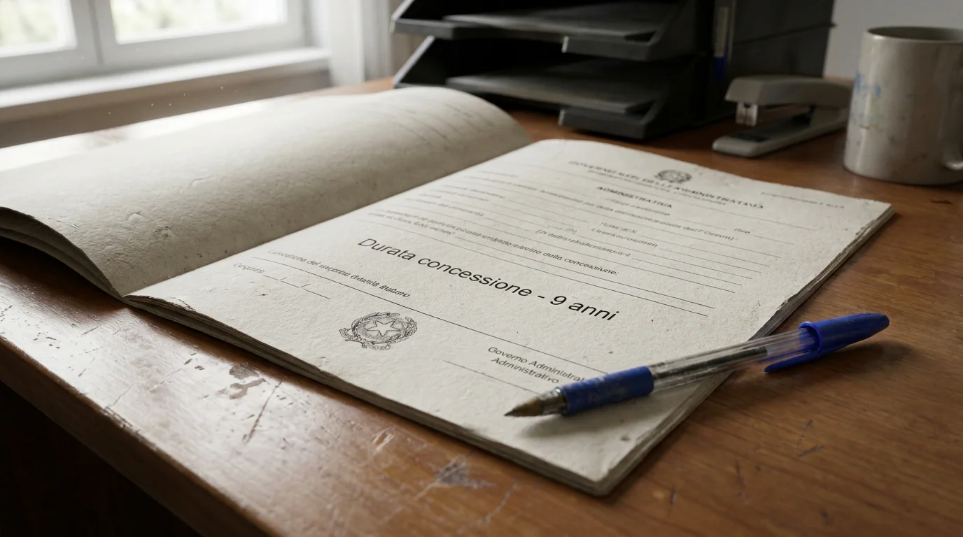 Documento amministrativo che indica la durata novennale di una concessione di gioco