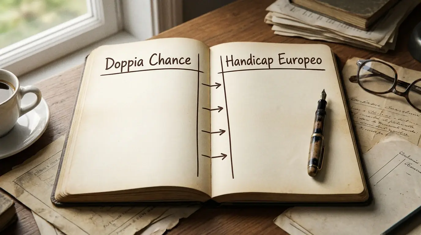 Schema visivo che mette a confronto doppia chance e handicap europeo