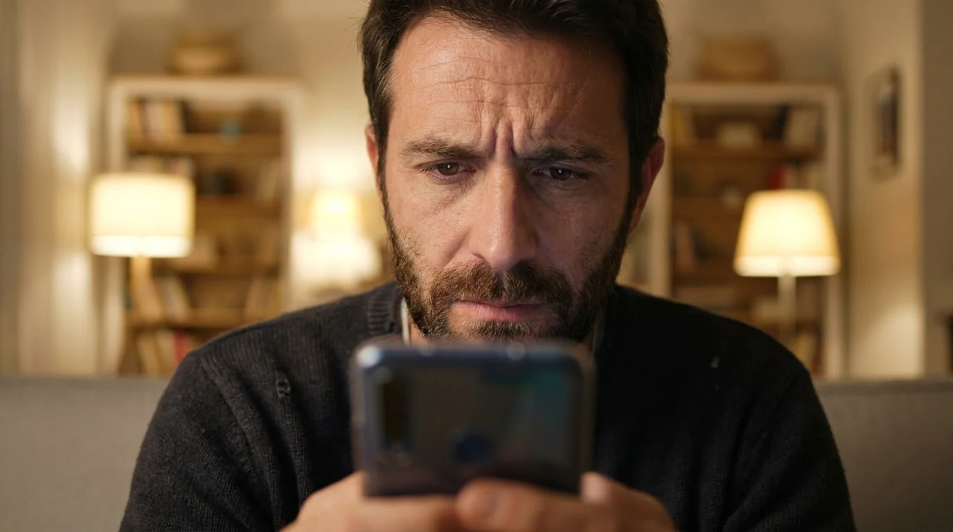 Persona pensierosa che osserva una schedina di doppia chance su smartphone
