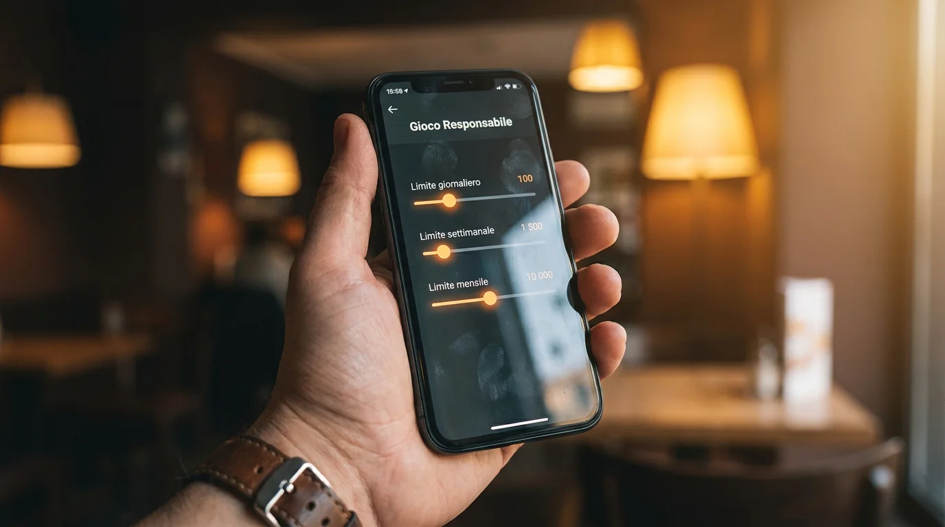 Schermata di un'app di scommesse con opzioni di limite di deposito attivate