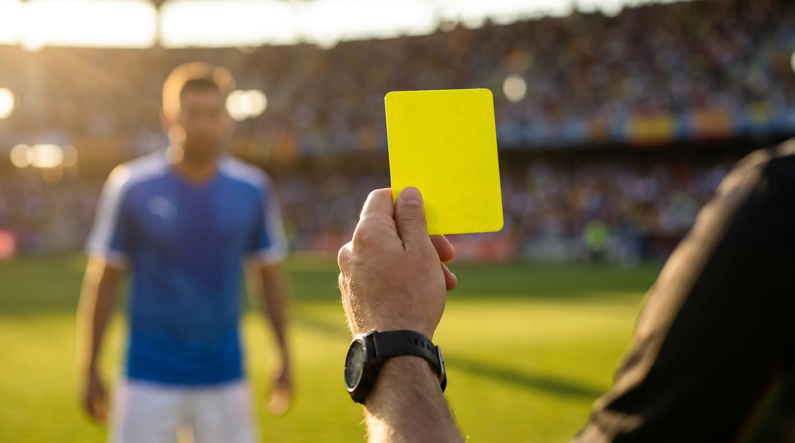 Cartellino giallo mostrato dall'arbitro durante una partita di Liga