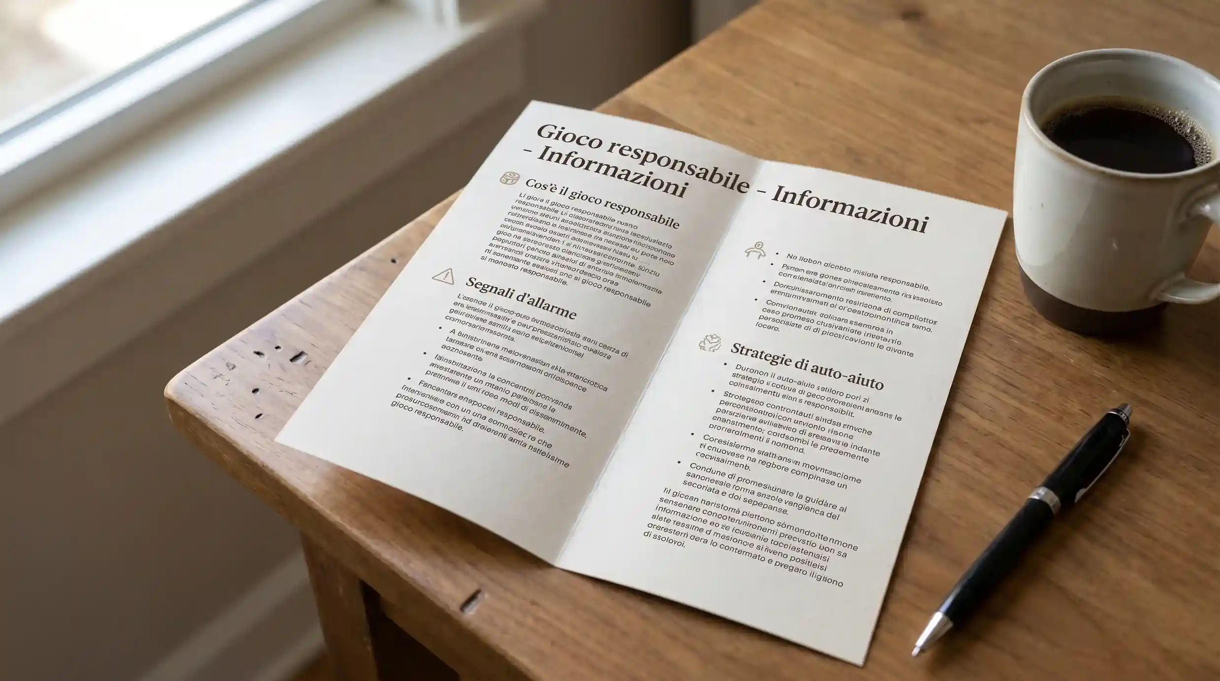 Materiali informativi sulla campagna di sensibilizzazione sul gioco responsabile