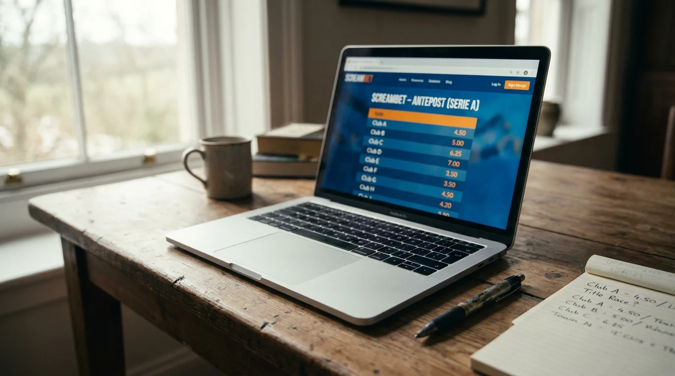 Sezione antepost di un sito di scommesse con quote sul vincitore dello scudetto Serie A