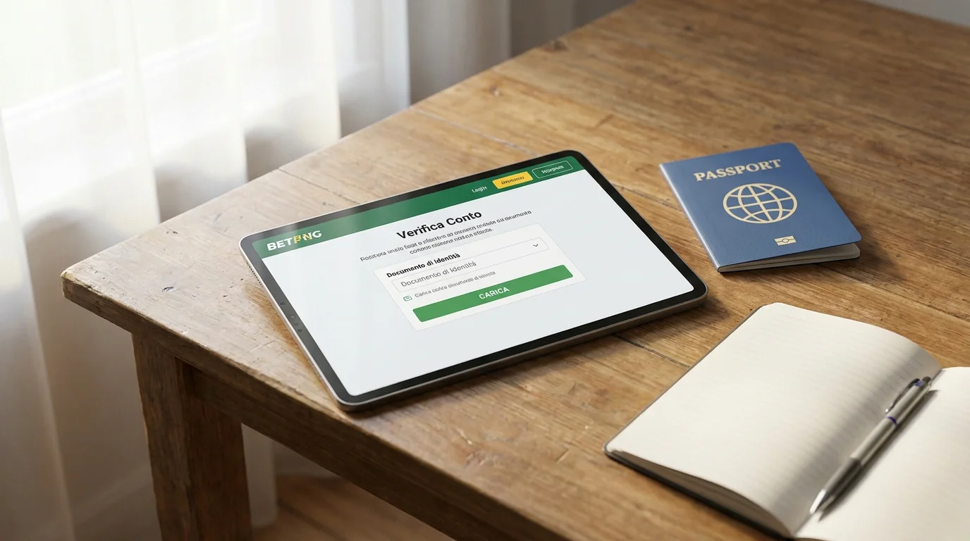 Schermata di registrazione e verifica del conto bookmaker per accedere allo streaming