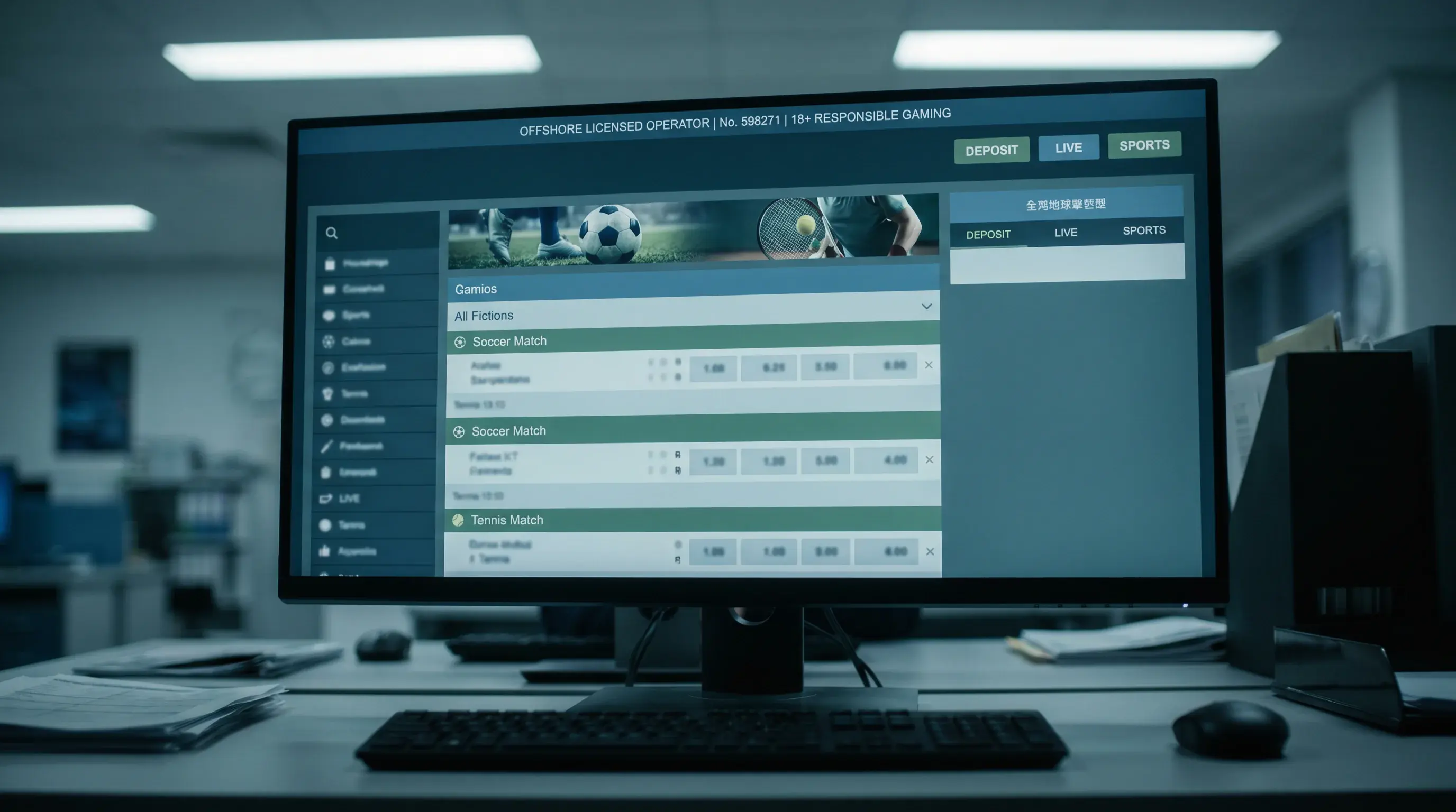 Schermo di un computer con un sito di scommesse non AAMS che opera in Italia