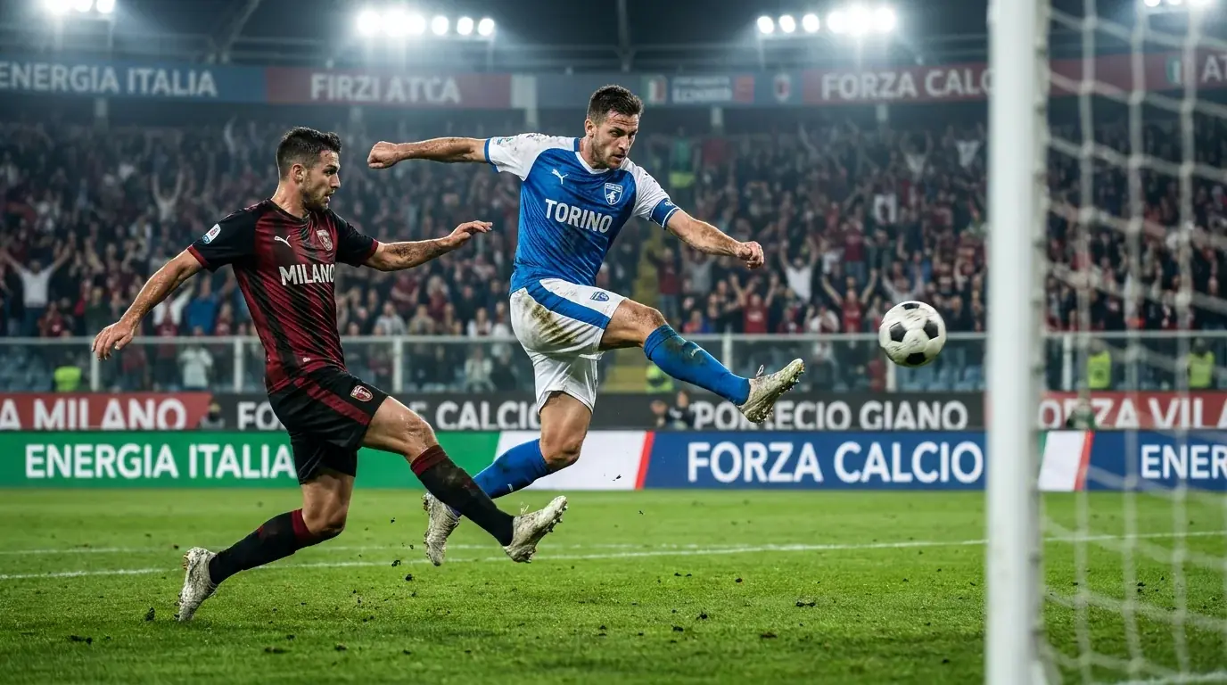Calciatori italiani durante un'azione d'attacco in una partita di Serie A