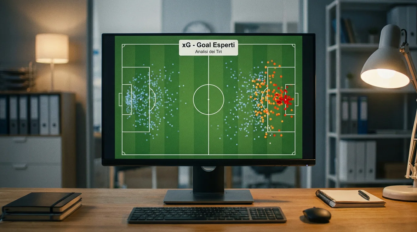 Grafico esemplificativo del modello xG sui tiri di una partita di calcio